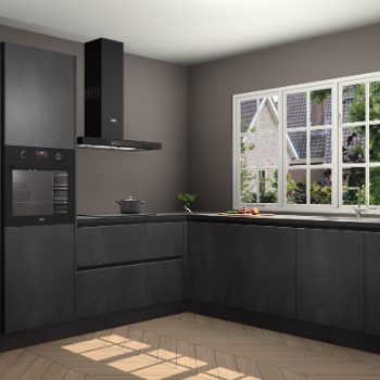 Beton Zwarte greeploze keuken Casablanca 104784