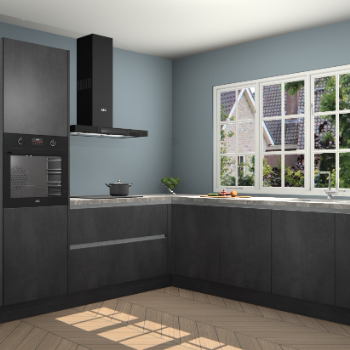 Beton Zwarte greeploze keuken Casablanca 104787