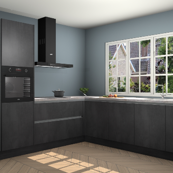 Beton Zwarte greeploze keuken Casablanca 104793