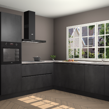 Beton Zwarte greeploze keuken Casablanca 104796