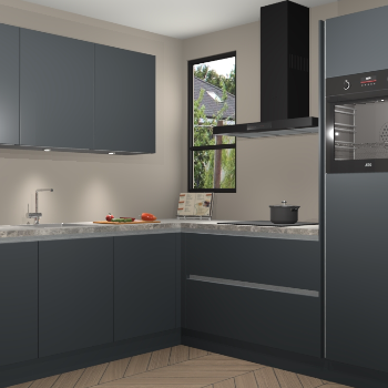 Onyxgrijze greeploze keuken Johannesburg 104006