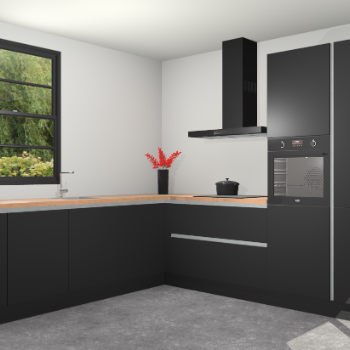 Zwarte greeploze keuken Porto 104107