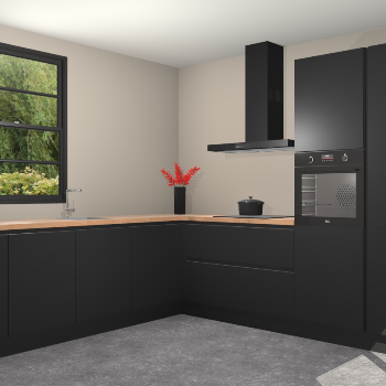 Zwarte greeploze keuken Porto 104110