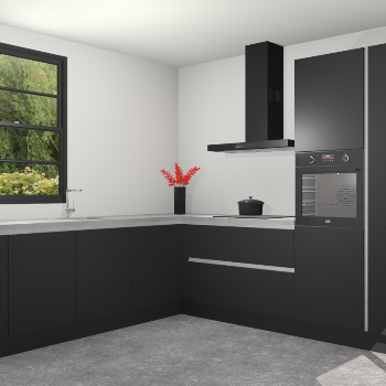 Zwarte greeploze keuken Porto 104120