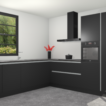 Zwarte greeploze keuken Porto 104126