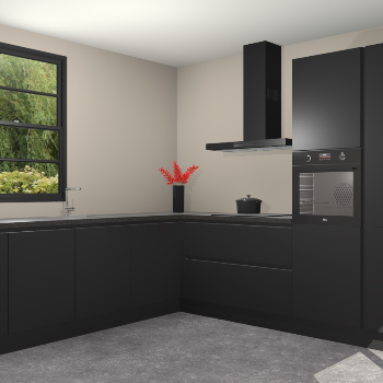 Zwarte greeploze keuken Porto 104129