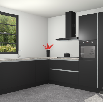 Zwarte greeploze keuken Porto 104132