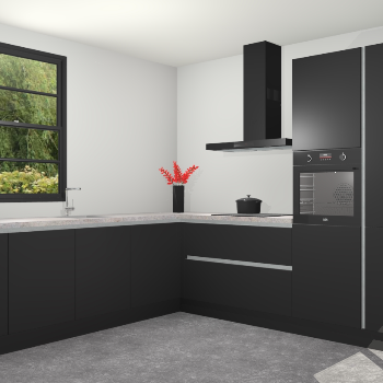 Zwarte greeploze keuken Porto 104138