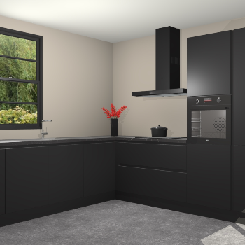 Zwarte greeploze keuken Porto 104146