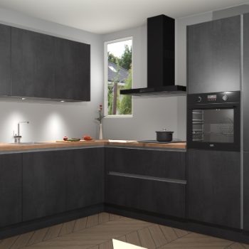 Beton Zwarte greeploze keuken Buenos Aires 105098