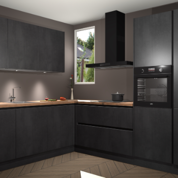 Beton Zwarte greeploze keuken Buenos Aires 105101