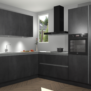 Beton Zwarte greeploze keuken Buenos Aires 105111