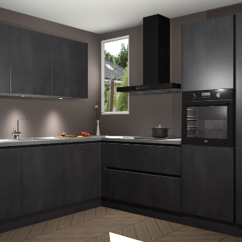 Beton Zwarte greeploze keuken Buenos Aires 105114