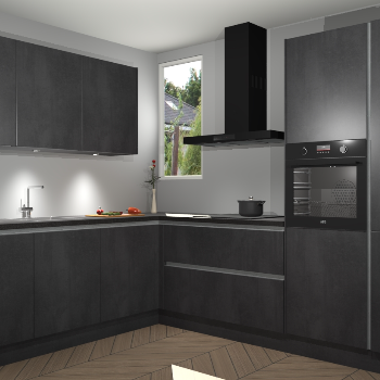 Beton Zwarte greeploze keuken Buenos Aires 105182