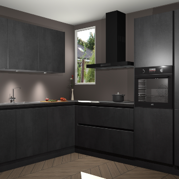 Beton Zwarte greeploze keuken Buenos Aires 105185