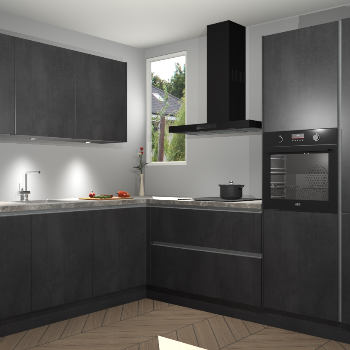 Beton Zwarte greeploze keuken Buenos Aires 105206