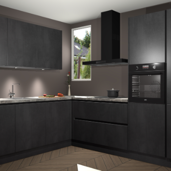 Beton Zwarte greeploze keuken Buenos Aires 105209