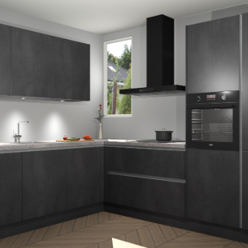 Beton Zwarte greeploze keuken Buenos Aires 105218