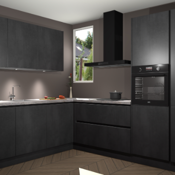 Beton Zwarte greeploze keuken Buenos Aires 105221