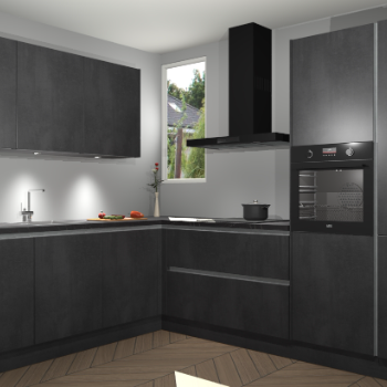 Beton Zwarte greeploze keuken Buenos Aires 105231