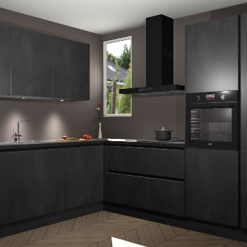 Beton Zwarte greeploze keuken Buenos Aires 105234