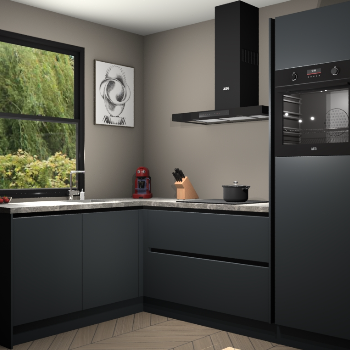 Onyxgrijze greeploze keuken Kinshasa 103028