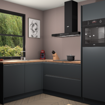 Onyxgrijze greeploze keuken Kinshasa 103179