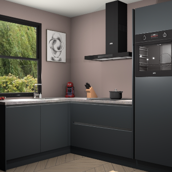 Onyxgrijze greeploze keuken Kinshasa 103249