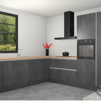 Beton Zwarte greeploze keuken Porto 104976