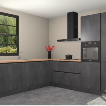 Beton Zwarte greeploze keuken Porto 104979