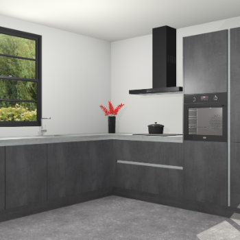 Beton Zwarte greeploze keuken Porto 104988