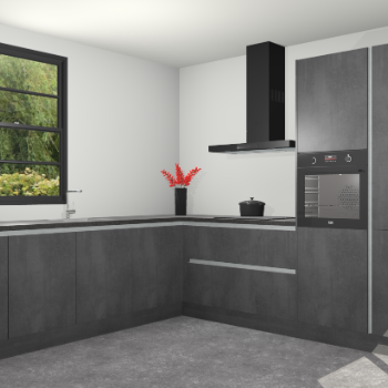 Beton Zwarte greeploze keuken Porto 104994