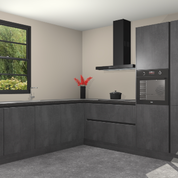 Beton Zwarte greeploze keuken Porto 104997