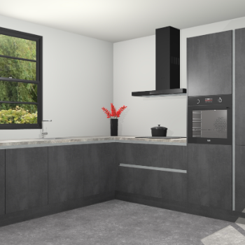 Beton Zwarte greeploze keuken Porto 105000