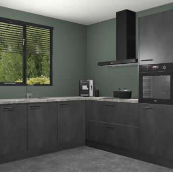 Beton Zwarte keuken Porto 105001