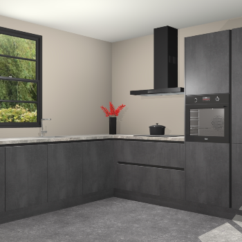 Beton Zwarte greeploze keuken Porto 105003