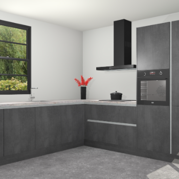 Beton Zwarte greeploze keuken Porto 105006