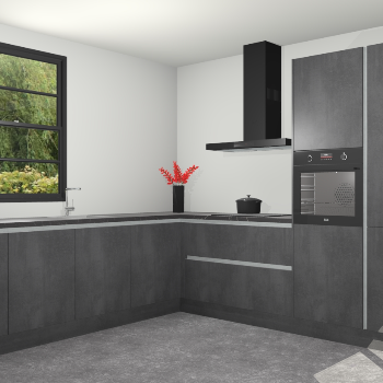 Beton Zwarte greeploze keuken Porto 105012