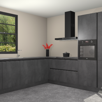 Beton Zwarte greeploze keuken Porto 105015