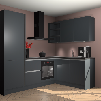 Onyxgrijze greeploze keuken Pilsen 105067