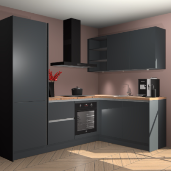 Onyxgrijze greeploze keuken Pilsen 105148