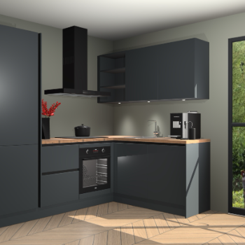 Onyxgrijze greeploze keuken Pilsen 105151