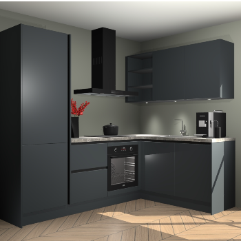 Onyxgrijze greeploze keuken Pilsen 105163