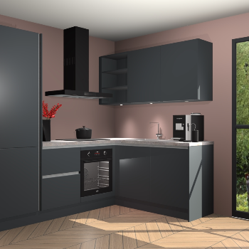 Onyxgrijze greeploze keuken Pilsen 105166