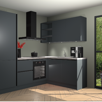 Onyxgrijze greeploze keuken Pilsen 105169