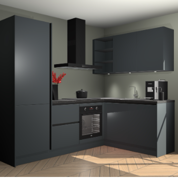 Onyxgrijze greeploze keuken Pilsen 105175