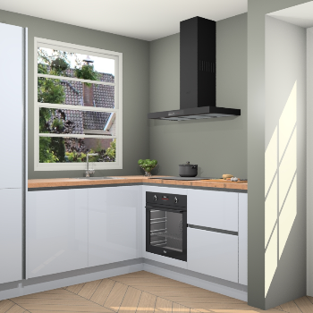 Sneeuwwitte hoogglans greeploze keuken Harbin 106619