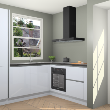 Sneeuwwitte hoogglans greeploze keuken Harbin 106656