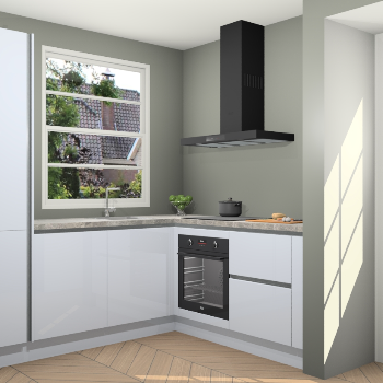 Sneeuwwitte hoogglans greeploze keuken Harbin 106662