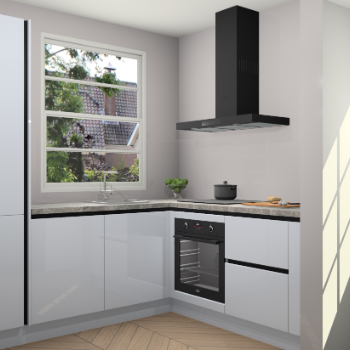 Sneeuwwitte hoogglans greeploze keuken Harbin 106665